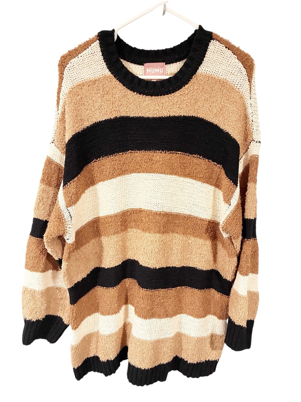 Show Me Your Mumu Timothy Tunic Sweater in Neutral Multi Stripe Size Medium